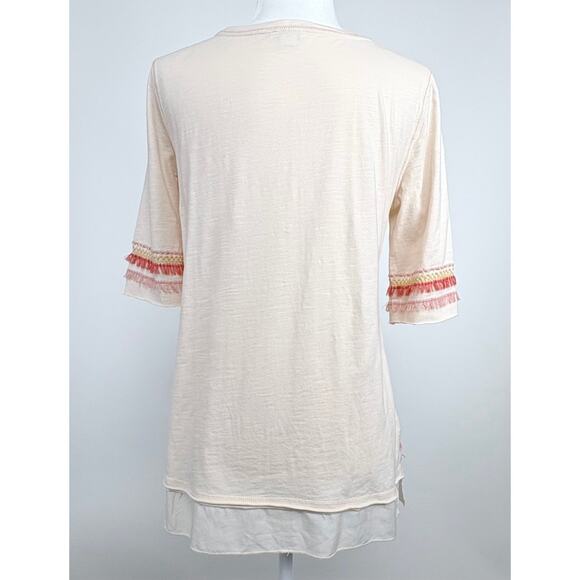 Sundance Monterra Embroidered Top Size XS Boho Fringe Feminine Western Pink - Picture 6 of 11